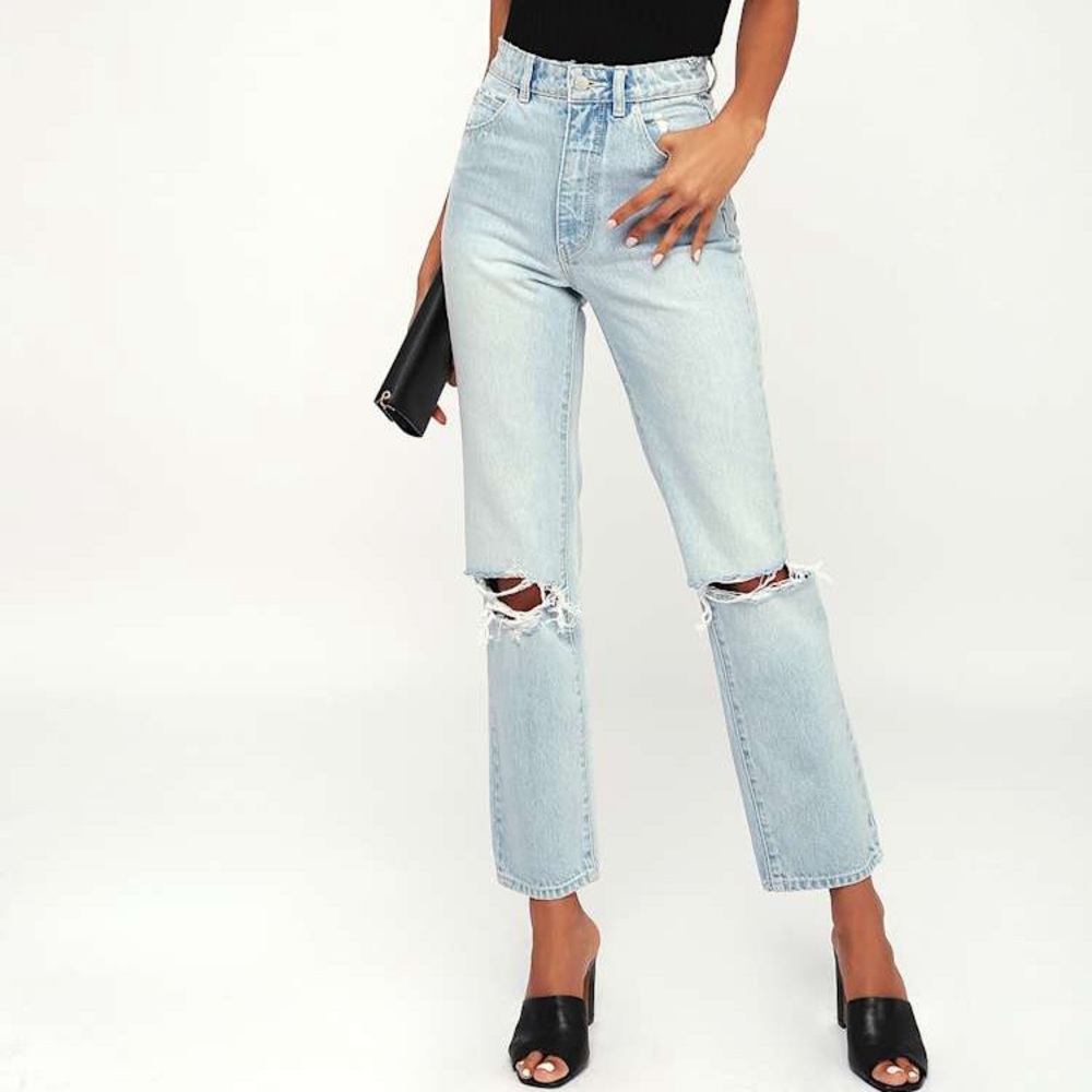 ROLLA’S Original Straight Light Wash High Rise Distressed Cropped Jeans. Size 30 - Picture 1 of 13